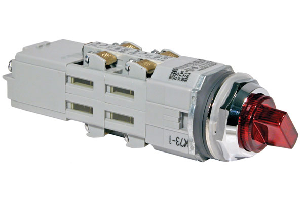 IDEC 30mm Illuminated Selector Switch; Round; 3-Position; 2NC; 10A (Thermal); Maintained; Amber; LED w/ Transformer; 120VAC